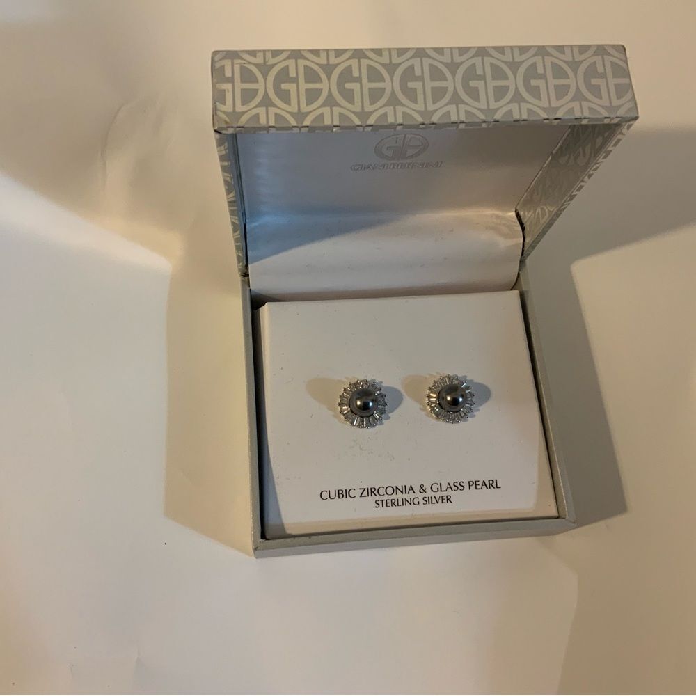 New Gianni Bernini Cubic Zirconia & Glass pearl Sterling Silver Retail $138